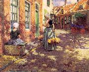 George Hitchcock Dutch Flower Girls oil painting artist